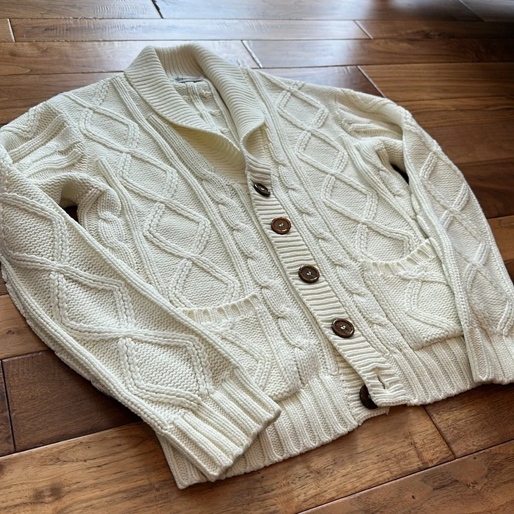 Vtg Kmart fisherman cable knit cardigan sweater - Picture 4 of 4